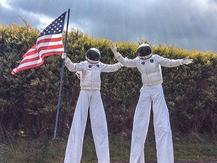 Astronaut stilt costumes